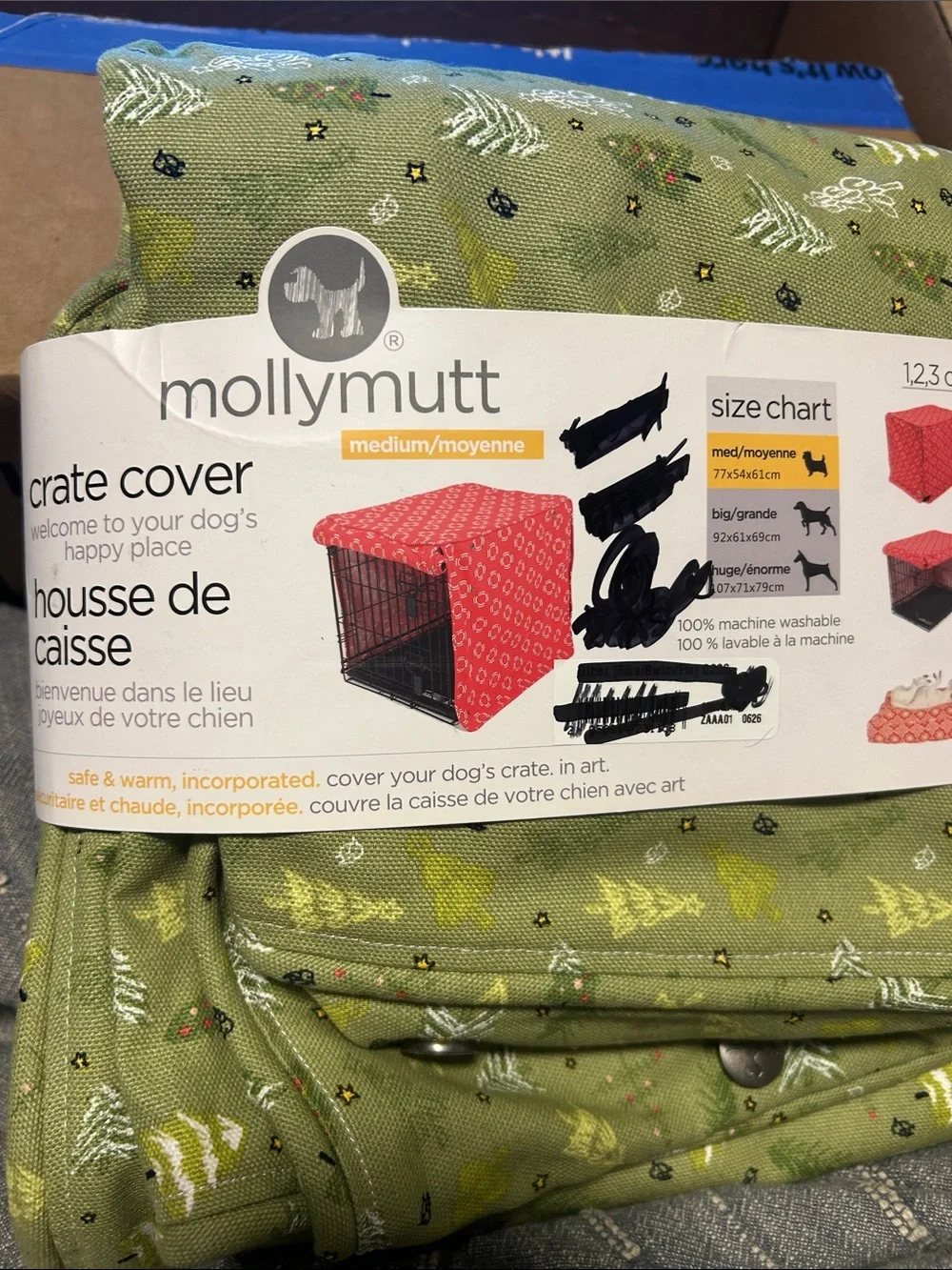 NEW! MollyMutt Christmas Tree Dog Crate Cover - Medium 30 x 21 x 24